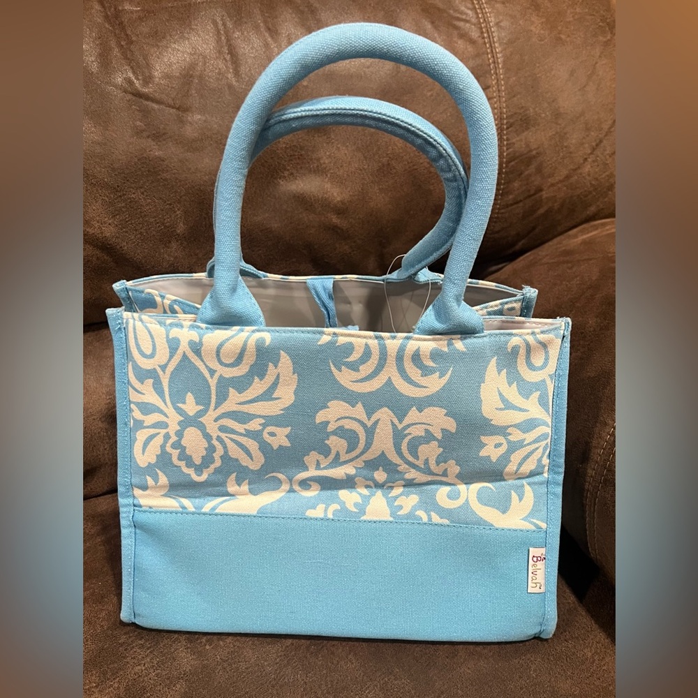 Belvah Blue and White Floral Tote Bag